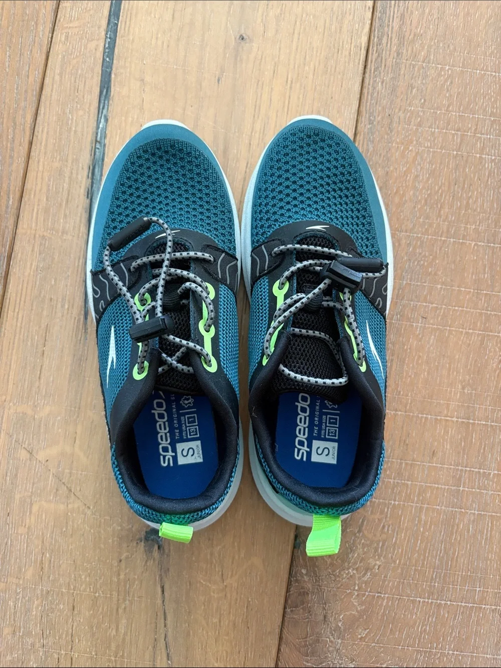Speedo Teal, Black & Neon Green Kids Water Sneakers